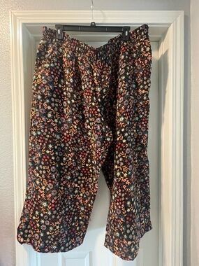 Joyspun 3x Black Floral Wide-Leg Linen Pants + Free top New no tags